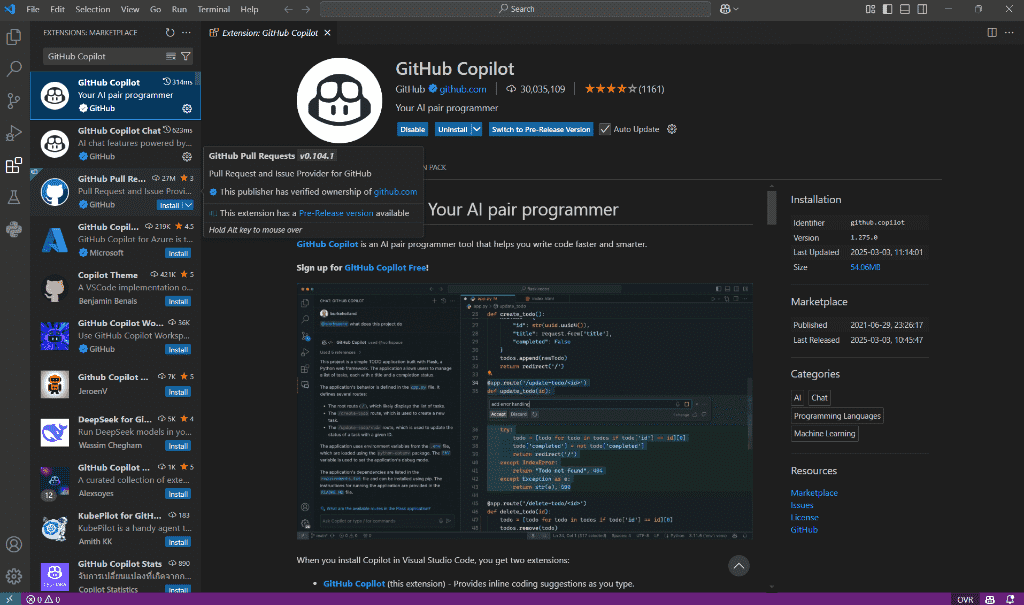 Visual Studio CodeのGitHub Copilot拡張機能